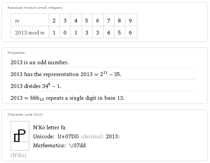 http://www.wolframalpha.com/input/?i=2013