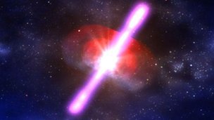 O εκλάμψεις ακτίνων γάμμα ανακαλύφθηκαν στη δεκαετία του 1960 από δορυφόρους που χρησίμευαν στην ανίχνευση εκρήξεων πυρηνικών βομβών στη ΓηΠρόκειται για εκατοντάδες φορές πιο φωτεινό φαινόμενο από σουπερνόβα και περίπου ένα εκατομμύριο τρισεκατομμύρια φορές λαμπρότερο από τον Ήλιο Μερικές εκρήξεις ακτίνων γάμμα έχουν ταξιδέψει πάνω από 13 δισεκατομμύρια έτη φωτός, που σημαίνει ότι προέρχονται από  από τα πιο μακρινά αντικείμενα που έχουν εντοπιστεί