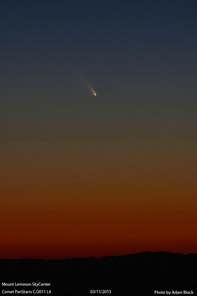 PANSTARRS Comet στις 11 Μαρτίου του 2013. Credit: Adam Block / Mount Lemmon Sky Center.http://www.universetoday.com/100675/comet-panstarrs-stars-in-a-new-timelapse-movie/
