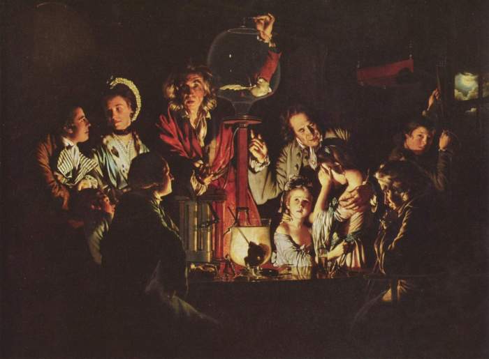 Ένα πείραμα με πουλί μέσα σε μια αντλία αέρα(Joseph Wright, 1768)