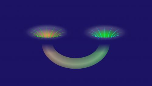 Μια σκουληκότρυπα  συνδέει δύο μαύρες τρύπες. (Credit: Alan Stonebraker / American Physical Society)