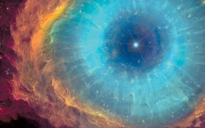 «Το Μάτι του Θεού», νεφέλωμα. Σύμφωνα με τον Hubert Reeves, το «Απειρο δεν έχει όρια και τέλος, επομένως είναι δίχως επέκεινα. Εννοια που η φαντασία μας δεν μπορεί να συλλάβει. Το μυαλό μας γοητεύεται από την υπέρβαση των ορίων, αλλά ταυτόχρονα την απωθεί, αφού δεν μπορεί να την συλλάβει, την αφορίζει».