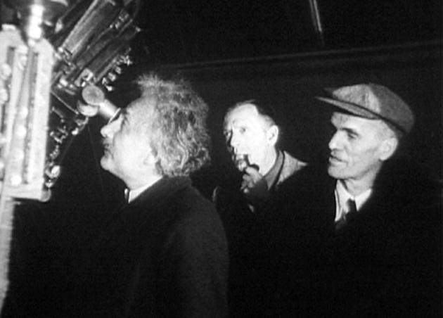 Albert Einstein at Mount Wilson Observatory in 1931, with Edwin Hubble (centre) and Walter Adams.