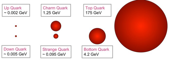 Το κορυφαίο (top) κουάρκ είναι το βαρύτερο από τα υπόλοιπα κουαρκ: πάνω (up), κάτω (down), παράδοξο (strange), γοητευτικό(charm) και πυθμένα (bottom). 
