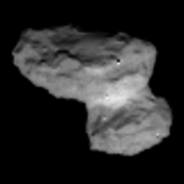 Eπεξεργασμένο τμήμα της προηγούμενης εικόνας του κομήτη 67P/Churyumov-Gerasimenko, που δείχνει τον πυρήνα του κομήτη. Credits: ESA / Rosetta / NAVCAM