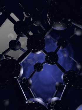 Καλλιτεχνική απεικόνιση κυματοσυνάρτησης ηλεκτρονίου (μπλε) περιορισμένο σε κρύσταλλο πυριτίου