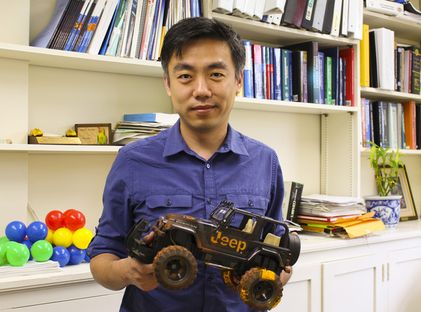 Xudong Wang has developed a new way to harvest energy from rolling tires. Courtesy of the College of Engineering