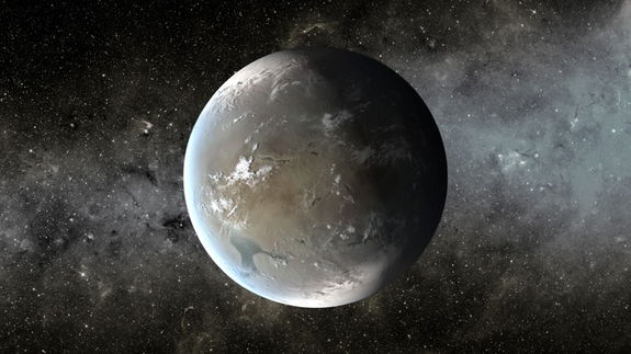 Καλλιτεχνική άποψη του εξωπλανήτη Kepler-62f που βρίσκεται σε τέτοια απόσταση από το άστρο τους, ώστε να είναι δυνατή η ανάπτυξη ζωής