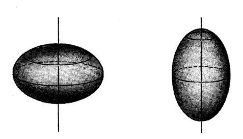 Δυο σφαιροειδή. Αριστερά το πεπλατυσμένο και δεξιά το επίμηκες.