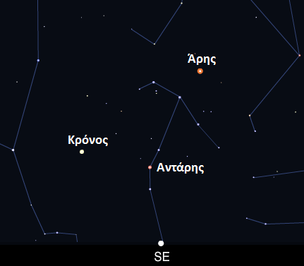 30-5 -2016 ώρα 10 μμ Νοτιοανατολικά στον ουράνο