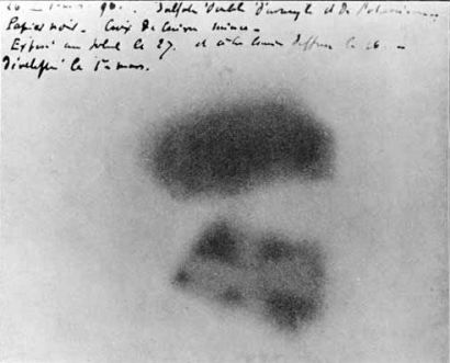 The first evidence for radioactivity – images formed by Becquerel’s uranium salts (Image: Wikimedia Commons)