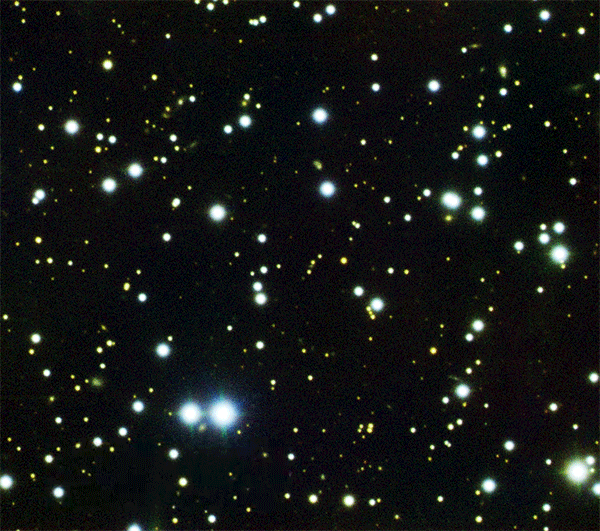 Μια κινούμενη εικόνα για των ταχέων ραδιοφωνικών εκρήξεων 121102. Οι εκρήξεις, ισχυροί παλμοί ακτινοβολίας διαρκούν μόνο μερικά χιλιοστά του δευτερολέπτου. Gemini Observatory/AURA/NRC/NSF/NRAO